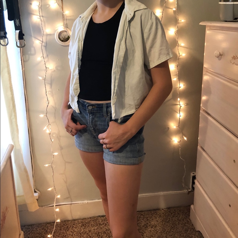 white denim shirt